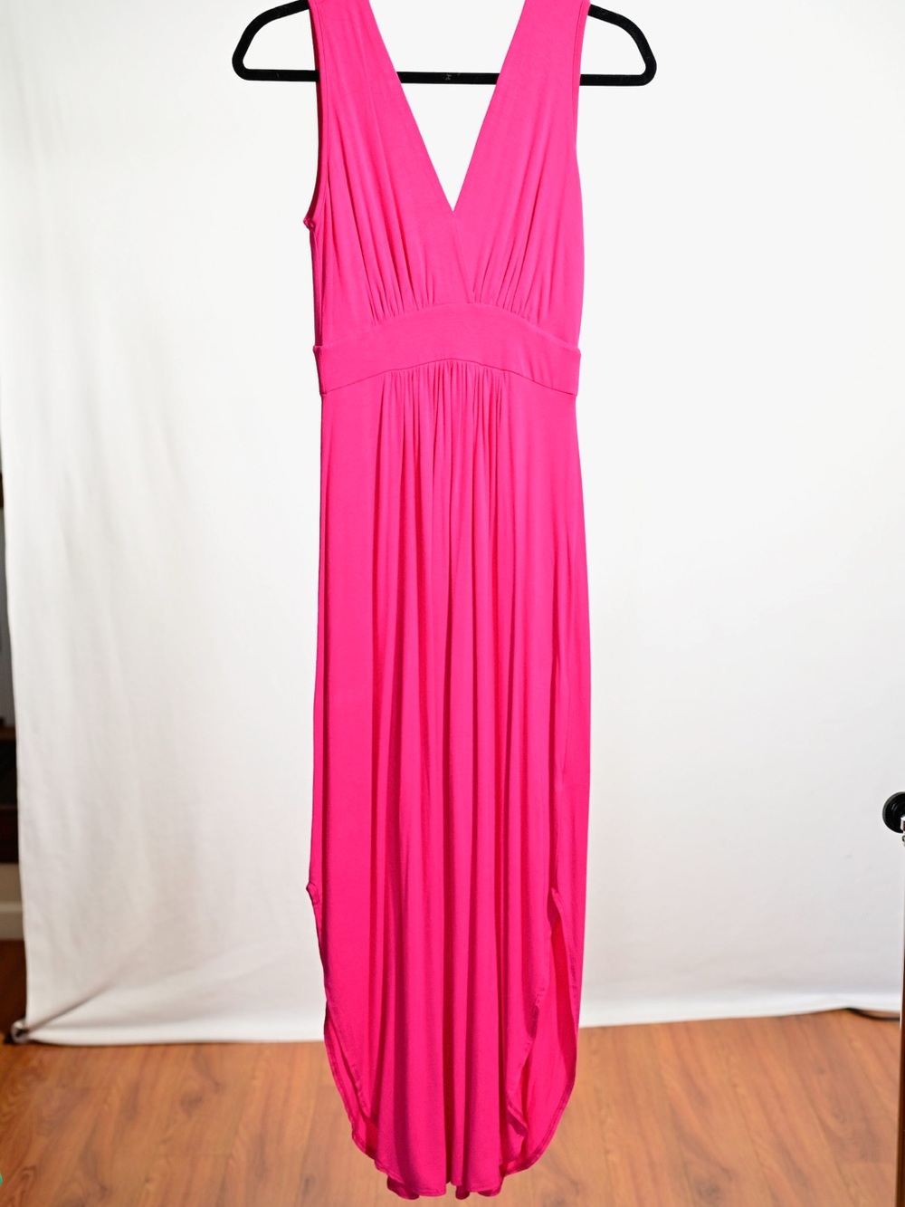 Sleeveless V-Neck Maxi Dress in Hot Pink
